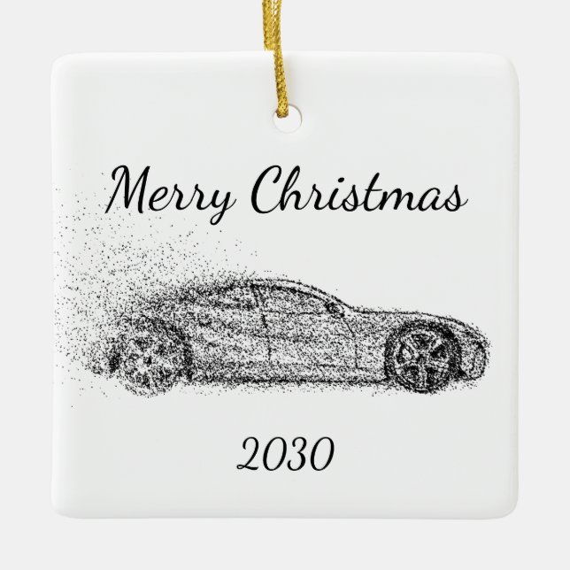 Maßgeschneiderte Weihnachtssportwagen Keramikornament (Vorderseite)