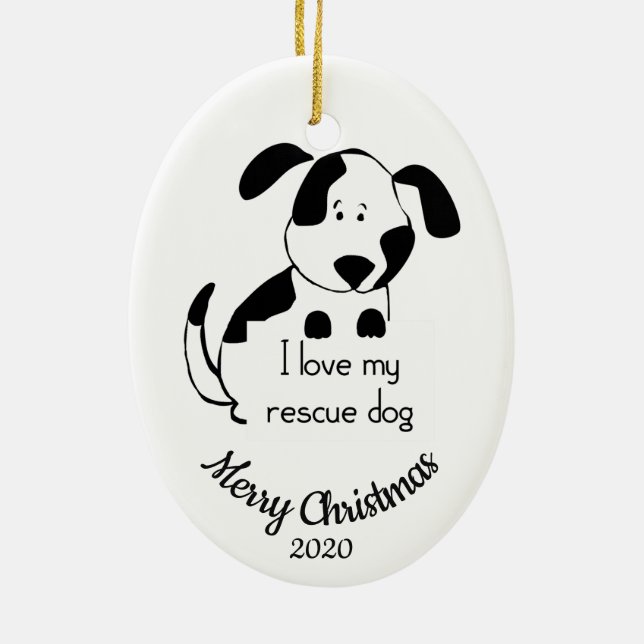 Maßgeschneiderte Weihnachtszeit-Liebe mein Rescue  Keramikornament (Hinten)