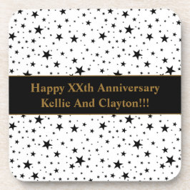 Maßgeschneiderte Weiß-/Schwarz-Sterne mit Nachrich Getränkeuntersetzer