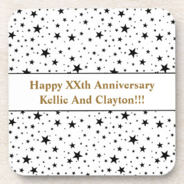 Maßgeschneiderte Weiß-/Schwarz-Sterne mit Nachrich Getränkeuntersetzer