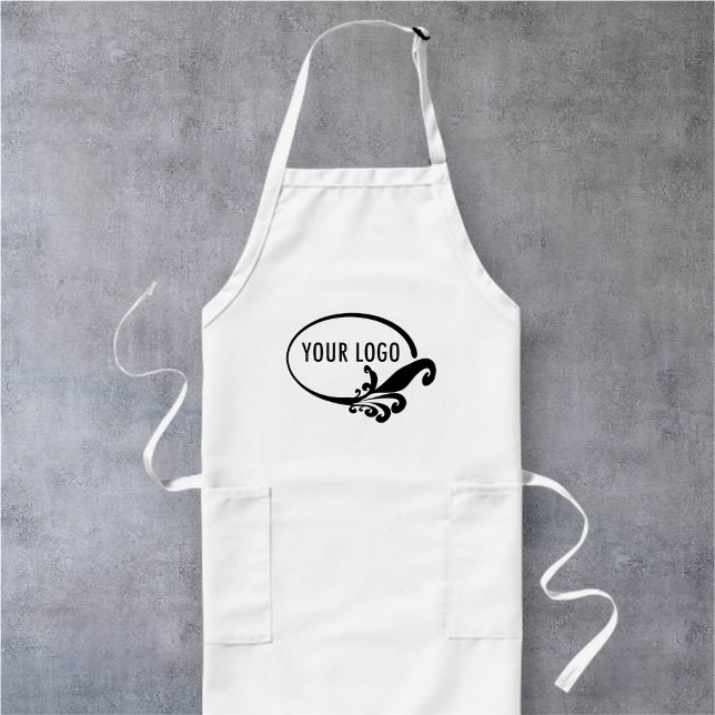 Maßgeschneiderte, weiße Schürze Uniform mit Tasche (MISOOK White Apron with Logo)