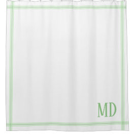 Maßgeschneiderte, weiße und grüne Streifen-Initial Duschvorhang