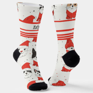 Maßgeschneiderte weiße Weihnachtskatzen Socken