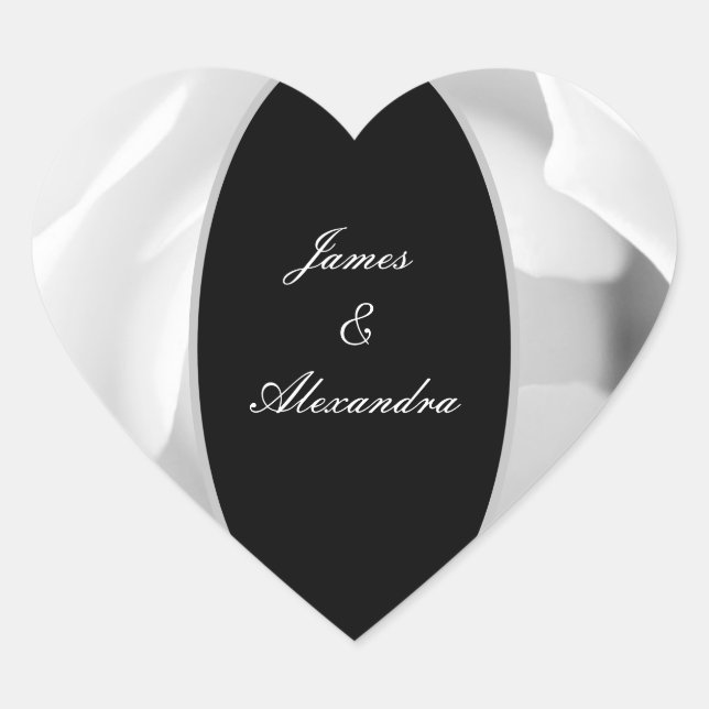 Maßgeschneiderte Weißrose | Elegantes Blumendesign Herz-Aufkleber (Vorderseite)