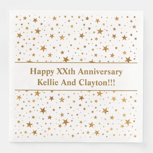 Maßgeschneiderte White/Gold Stars mit Jubiläum der Serviette (Vorderseite)