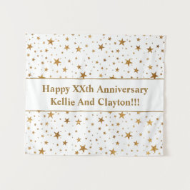 Maßgeschneiderte White/Gold Stars mit Jubiläum der Wandteppich