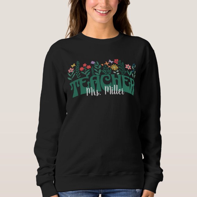 Maßgeschneiderte Wildblume Lehrer-Vintag Blumenunt Sweatshirt (Vorderseite)