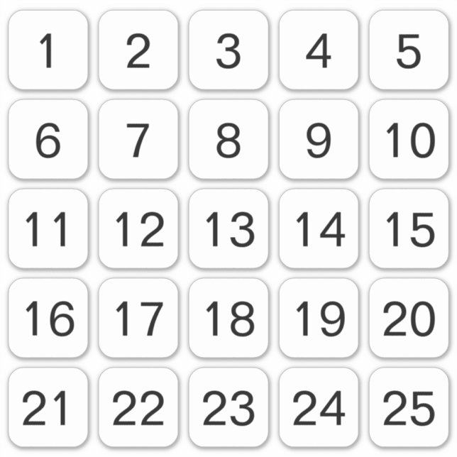 Maßgeschneiderte Zahlenklammern Aufkleber (Vorderseite)