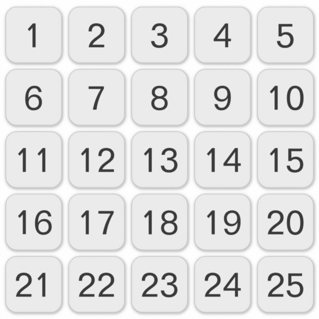 Maßgeschneiderte Zahlenklammern Aufkleber (Vorderseite)