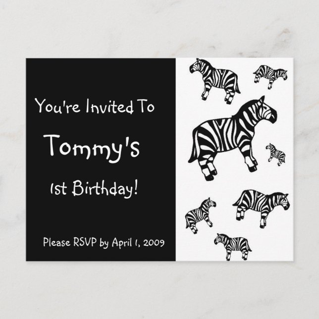Maßgeschneiderte Zebra-Party Einladungen (Vorderseite)