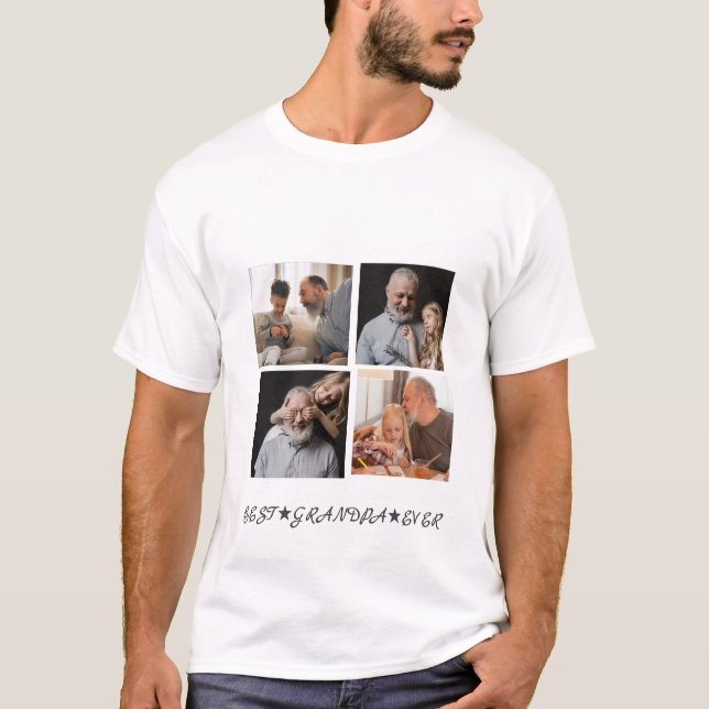 Maßgeschneiderte zeitgenössische 4-Foto "Beste Opa T-Shirt (Vorderseite)