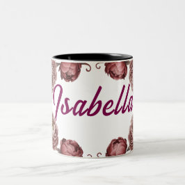 Maßgeschneiderte, zweifarbige Tasse mit Blumen