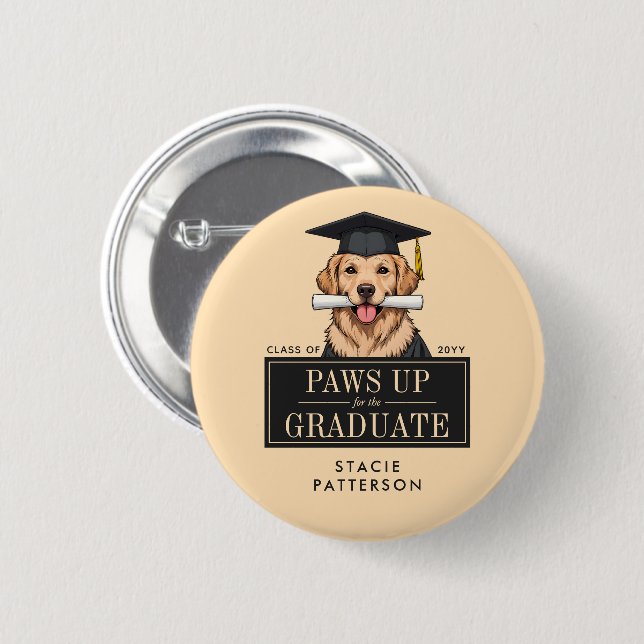 Maßgeschneiderter Abschluss Niedlich Golden Retrie Button (Vorne & Hinten)