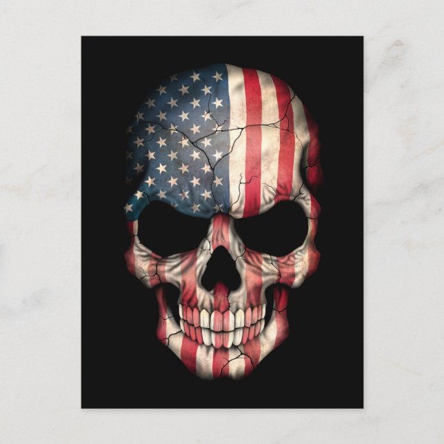 Maßgeschneiderter amerikanischer Flag-Schädel Postkarte (Vorderseite)