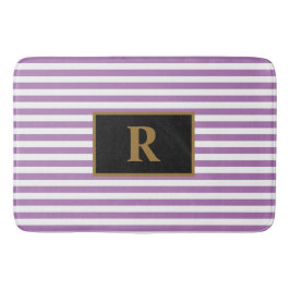 Maßgeschneiderter anfänglicher Lila/weißer Streife Badematte