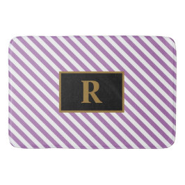 Maßgeschneiderter anfänglicher Lila/weißer Streife Badematte