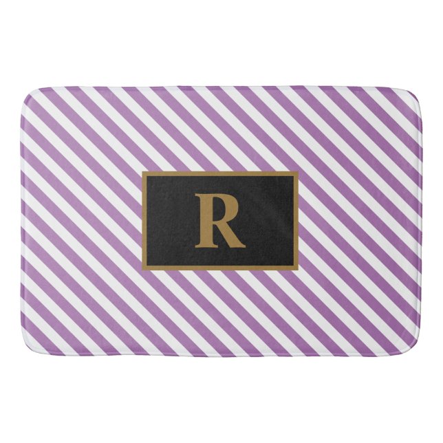 Maßgeschneiderter anfänglicher Lila/weißer Streife Badematte (Vorderseite)