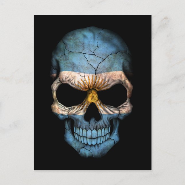 Maßgeschneiderter argentinischer Flag-Schädel Postkarte (Vorderseite)