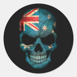 Maßgeschneiderter australischer Flaggenschädel Runder Aufkleber