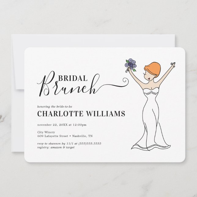 Maßgeschneiderter Avatar Bridal Brunch| Kurzes Haa Einladung (Vorderseite)