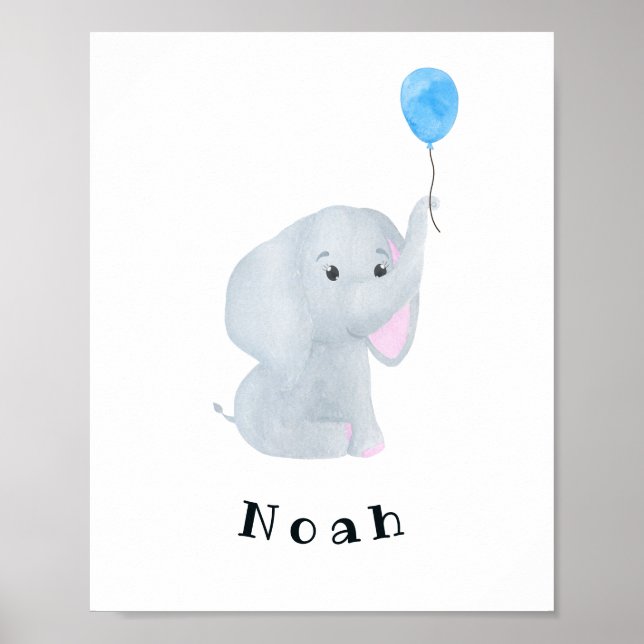 Maßgeschneiderter Baby Boy Elephant Kinderzimmer W Poster (Vorne)