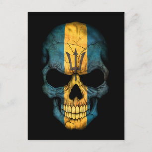 Maßgeschneiderter Barbados Flag Skull Postkarte