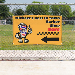 Maßgeschneiderter Barbershop hier Pfeil abbiegen V Banner