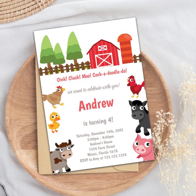 Maßgeschneiderter Barnyard Geburtstag Einladung (Barnyard birthday invitations)