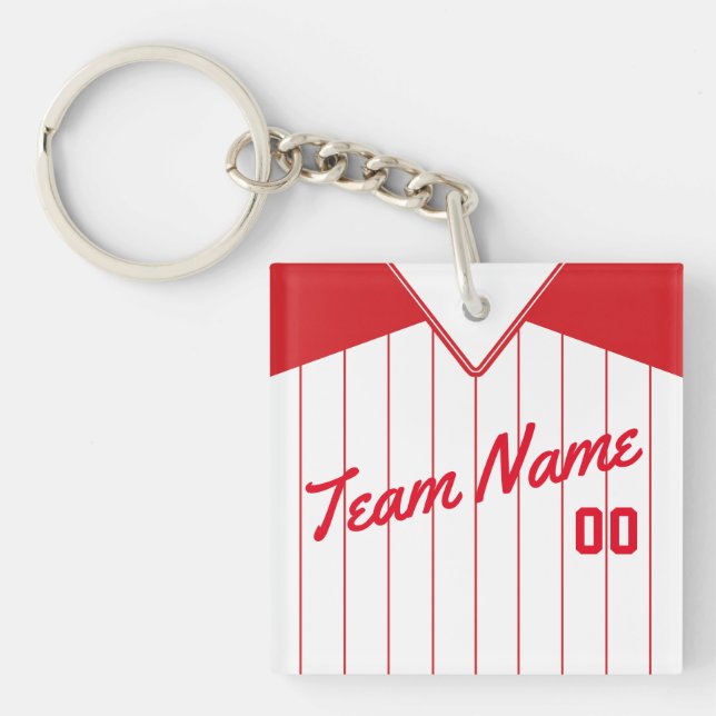 Maßgeschneiderter Baseball Softball Jersey Keyring Schlüsselanhänger (Vorderseite)