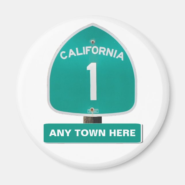 Maßgeschneiderter CA Highway 1 Magnet "Any Town He (Vorne)