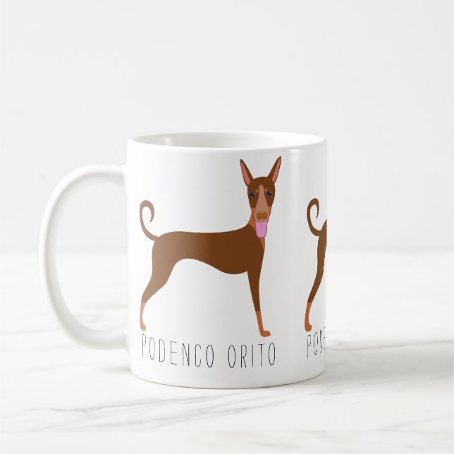 Maßgeschneiderter Cartoon Podenco Orito Dog Kaffeetasse (Links)