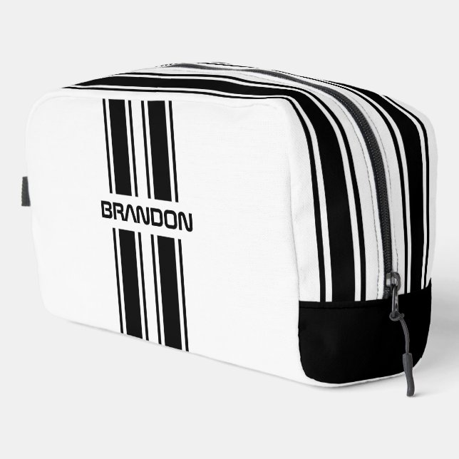 Maßgeschneiderter Cooler Schwarz-Weiß-Auto-Rennstr Waschbeutel (Rechte Ecke)