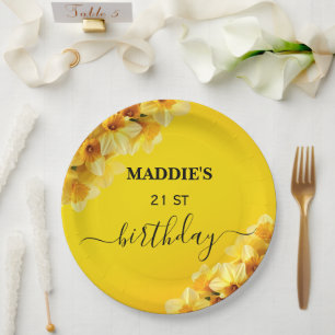 Maßgeschneiderter Daffodil März Geburtstag Blume G Pappteller