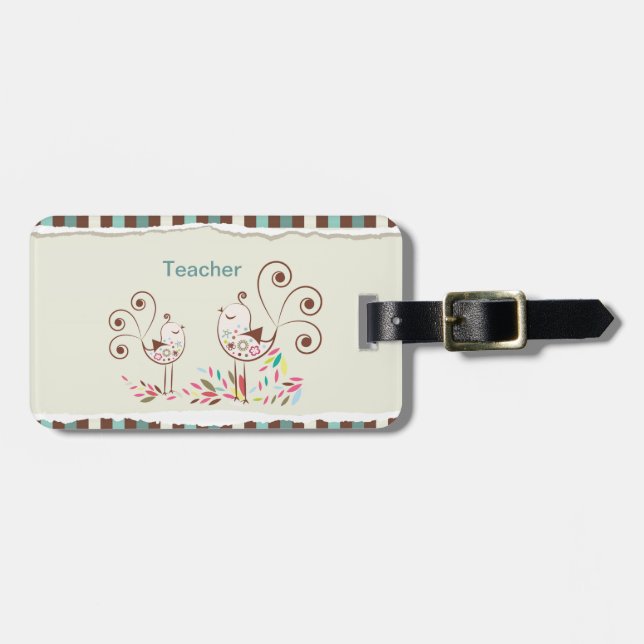 Maßgeschneiderter Dankeschön-Lehrer, Whimsical Bir Gepäckanhänger (Vorderseite horizontal)