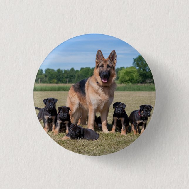 Maßgeschneiderter Deutscher Hirte mit Adorable Wel Button (Vorderseite)