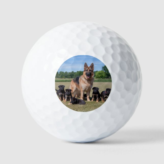 Maßgeschneiderter Deutscher Hirte mit Adorable Wel Golfball (Vorderseite)