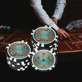 Maßgeschneiderter, eleganter Kupferturquoise-Rahme Pokerchips