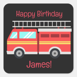 Maßgeschneiderter Feuerwagen Quadratischer Aufkleber