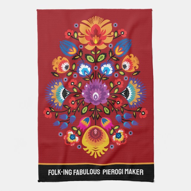 Maßgeschneiderter Folk-ing Fabulous Pierogi Maker Geschirrtuch (Vertikal)