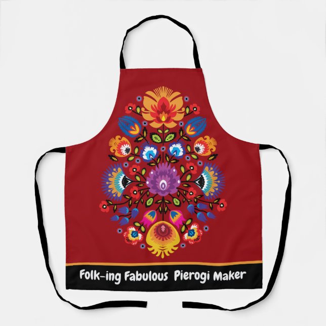 Maßgeschneiderter Folk-ing Fabulous Pierogi Maker Schürze (Vorderseite)