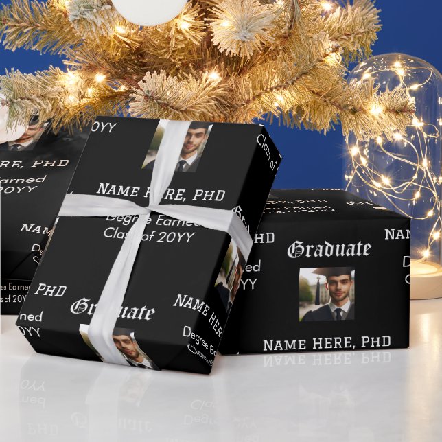 Maßgeschneiderter Foto-Klassengrad für Schwarz/Wei Geschenkpapier (Feiertage)