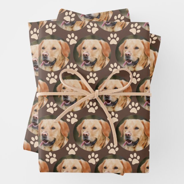 Maßgeschneiderter Foto-Musterhund Geschenkpapier Set (Beispiel)