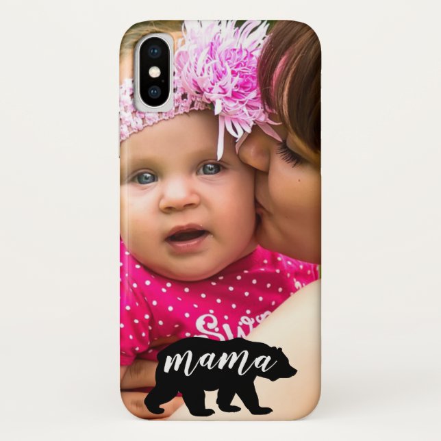 Maßgeschneiderter Foto Schwarz-Weiß-Mama-Bär Case-Mate iPhone Hülle (Rückseite)