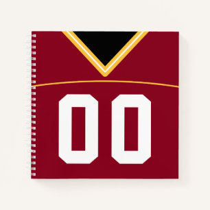Maßgeschneiderter Fußball Maroon Jersey Notizbuch
