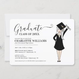 Maßgeschneiderter Girl-Avatar | High School Abschl Einladung