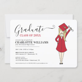 Maßgeschneiderter Girl-Avatar | High School Abschl Einladung