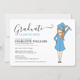 Maßgeschneiderter Girl-Avatar | High School Abschl Einladung