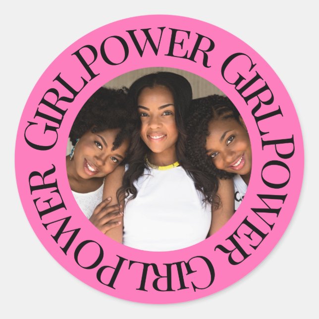 Maßgeschneiderter Girl-Power Runder Aufkleber (Vorderseite)