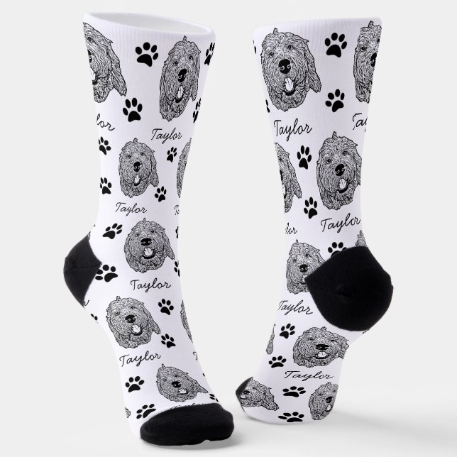 Maßgeschneiderter Goldendoodle Hund Personalisiert Socken (Gewinkelt)