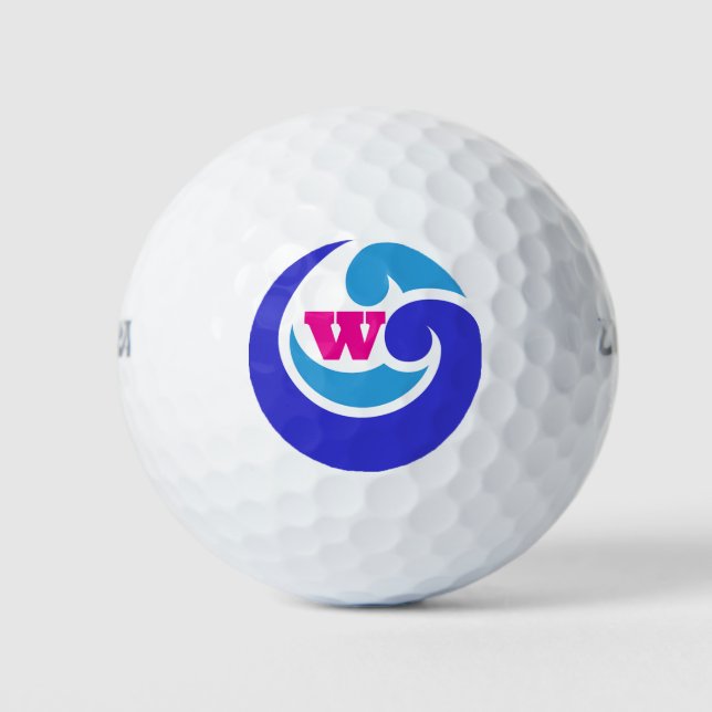 Maßgeschneiderter Golf Ball - Blaues Wellendesign (Vorderseite)